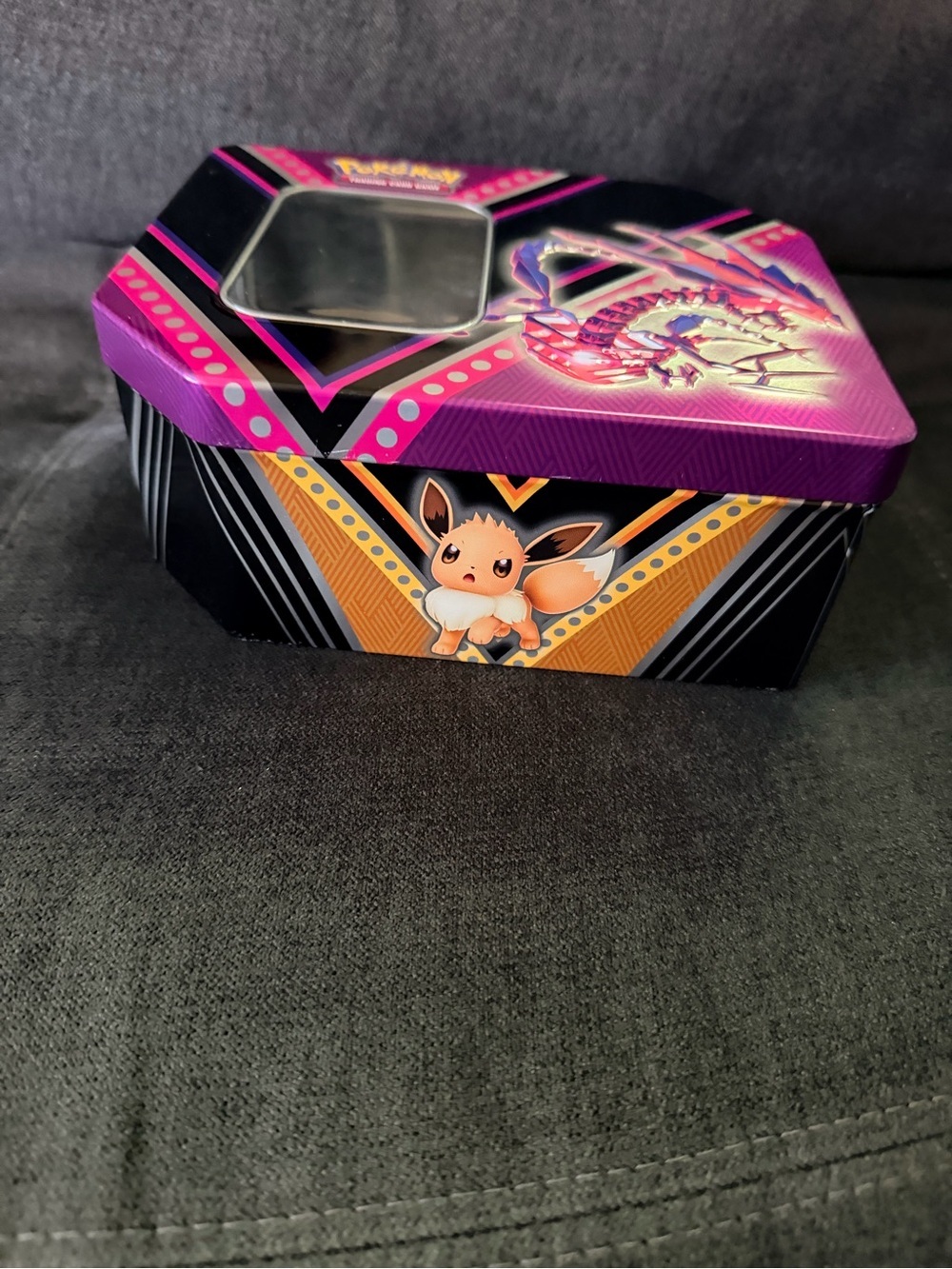 Pokemon Pink and Purple Steel Tin Featuring Skeletal Dragon Art - Picture 2 of 7